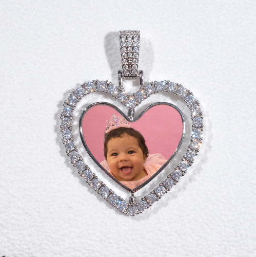 3D Spinning 2-Faced Heart Custom Picture Pendant