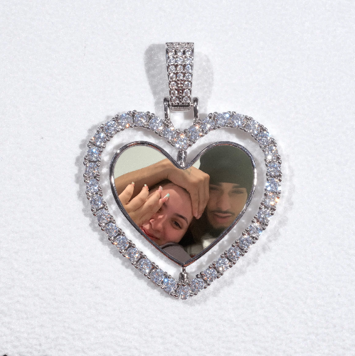 3D Spinning 2-Faced Heart Custom Picture Pendant