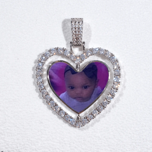 3D Spinning 2-Faced Heart Custom Picture Pendant