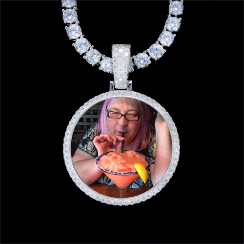 925S & VVS Moissanite 3D Circle Custom Picture Pendant