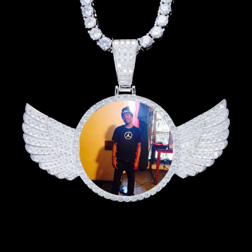 925S & VVS Moissanite 3D Wing Custom Picture Pendant