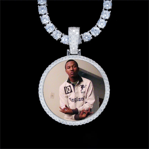 925S & VVS Moissanite 3D Circle Custom Picture Pendant