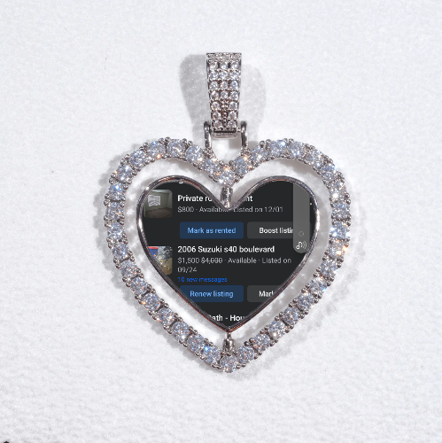 3D Spinning 2-Faced Heart Custom Picture Pendant