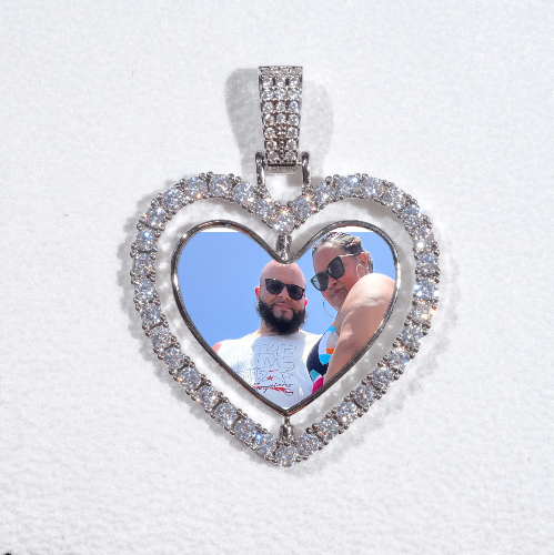 3D Spinning 2-Faced Heart Custom Picture Pendant