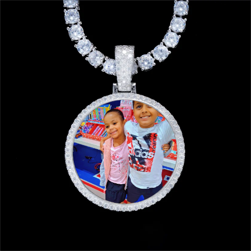 925S & VVS Moissanite 3D Circle Custom Picture Pendant