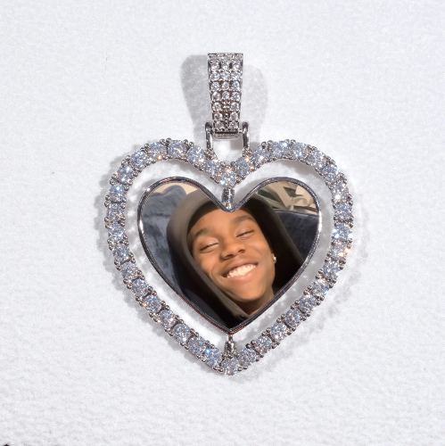 3D Spinning 2-Faced Heart Custom Picture Pendant