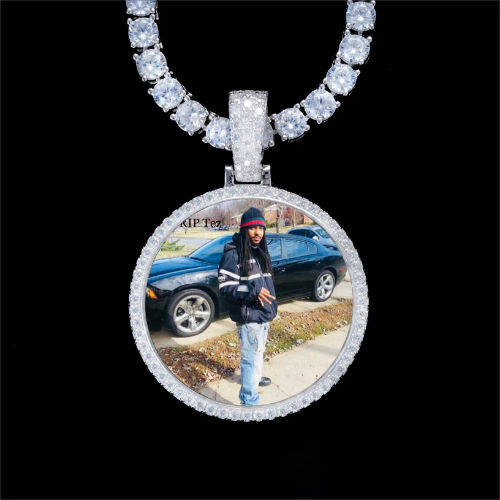 925S & VVS Moissanite 3D Circle Custom Picture Pendant