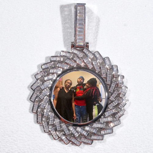 Large 3D Baguette Custom Picture Pendant