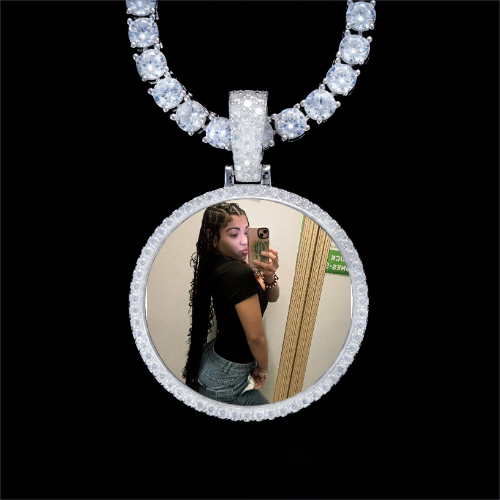 925S & VVS Moissanite 3D Circle Custom Picture Pendant