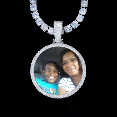 925S & VVS Moissanite 3D Circle Custom Picture Pendant