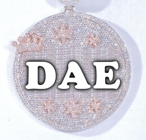 CUSTOM LETTER NECKLACE 3D BIG CROWN DISC