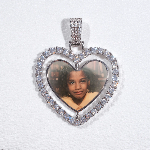 3D Spinning 2-Faced Heart Custom Picture Pendant