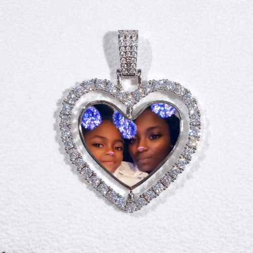 3D Spinning 2-Faced Heart Custom Picture Pendant