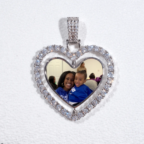 3D Spinning 2-Faced Heart Custom Picture Pendant