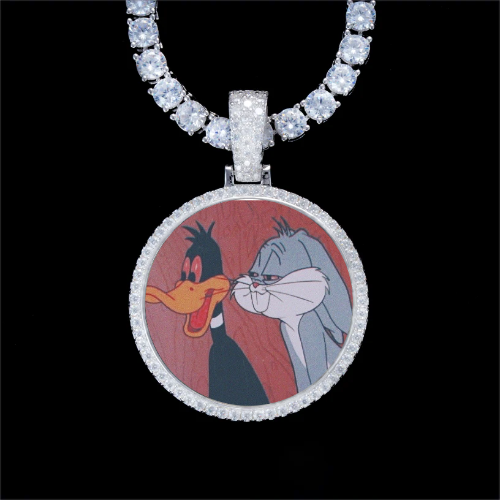 925S & VVS Moissanite 3D Circle Custom Picture Pendant