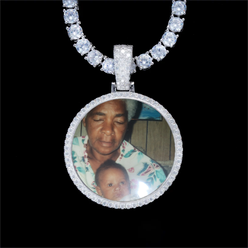 925S & VVS Moissanite 3D Circle Custom Picture Pendant