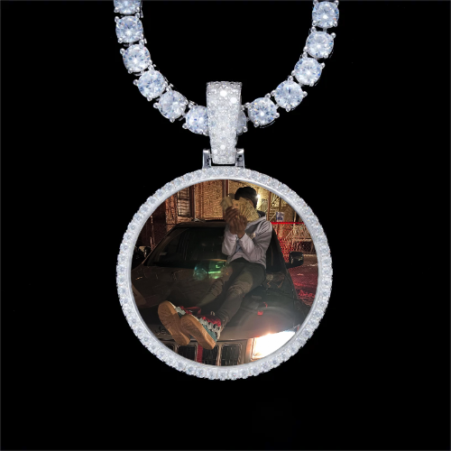 925S & VVS Moissanite 3D Circle Custom Picture Pendant