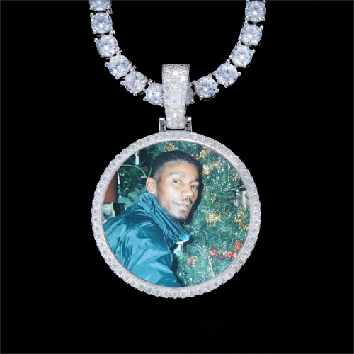 925S & VVS Moissanite 3D Circle Custom Picture Pendant