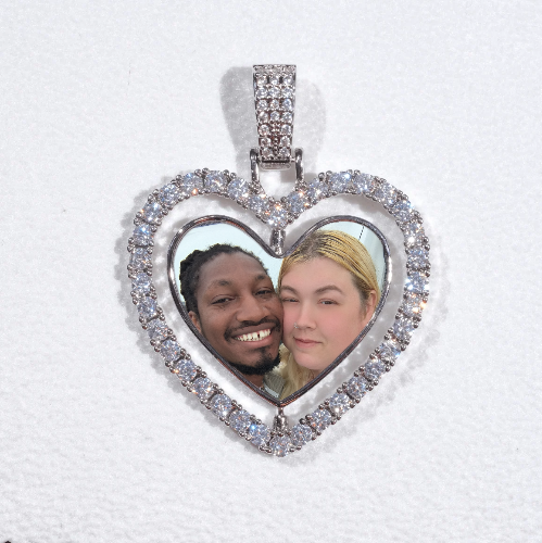 3D Spinning 2-Faced Heart Custom Picture Pendant