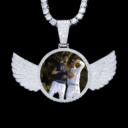 925S & VVS Moissanite 3D Wing Custom Picture Pendant