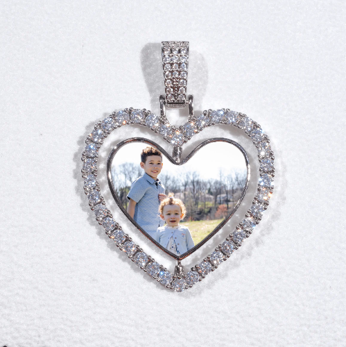 3D Spinning 2-Faced Heart Custom Picture Pendant