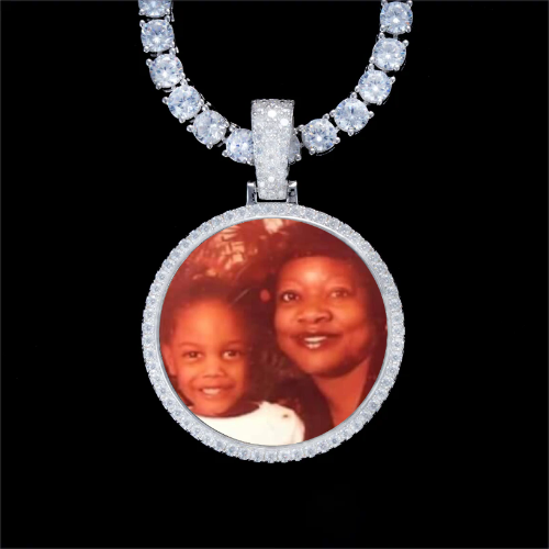 925S & VVS Moissanite 3D Circle Custom Picture Pendant