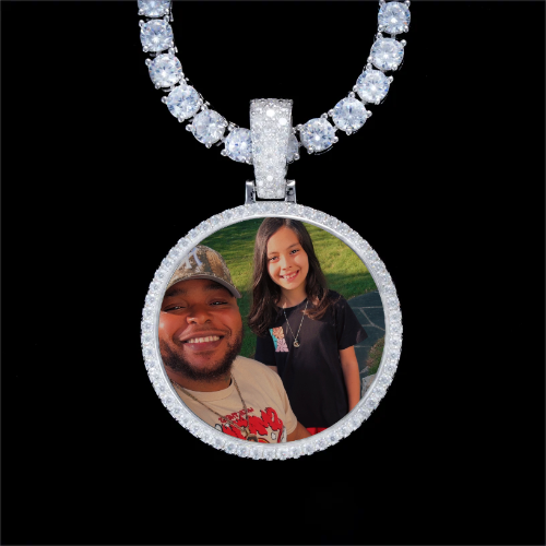 925S & VVS Moissanite 3D Circle Custom Picture Pendant