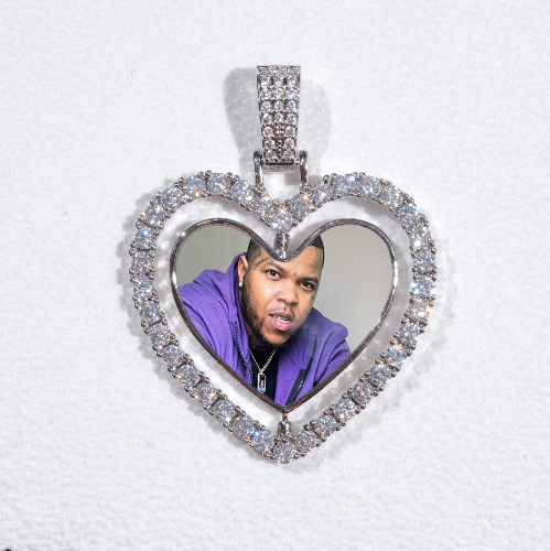 3D Spinning 2-Faced Heart Custom Picture Pendant