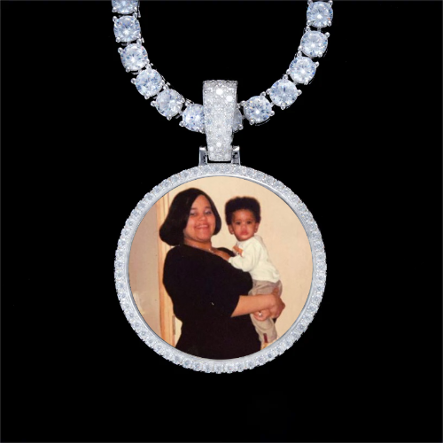925S & VVS Moissanite 3D Circle Custom Picture Pendant