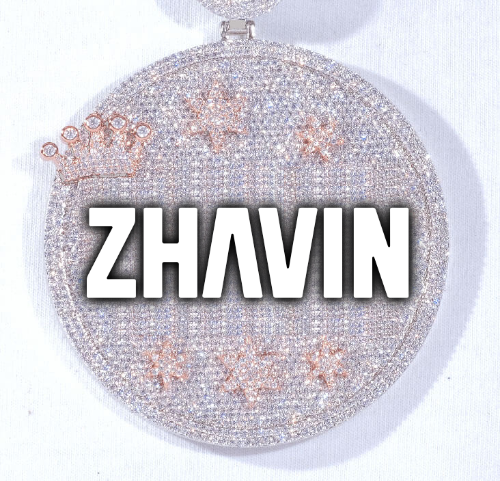 CUSTOM LETTER NECKLACE 3D BIG CROWN DISC