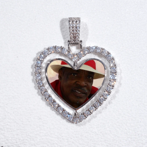 3D Spinning 2-Faced Heart Custom Picture Pendant