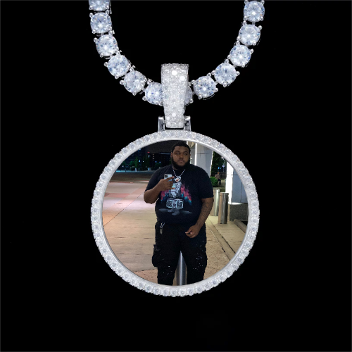 925S & VVS Moissanite 3D Circle Custom Picture Pendant