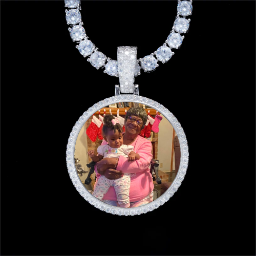 925S & VVS Moissanite 3D Circle Custom Picture Pendant