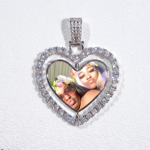 3D Spinning 2-Faced Heart Custom Picture Pendant