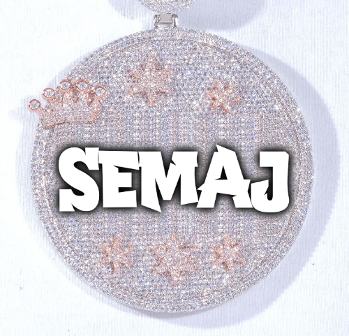 CUSTOM LETTER NECKLACE 3D BIG CROWN DISC