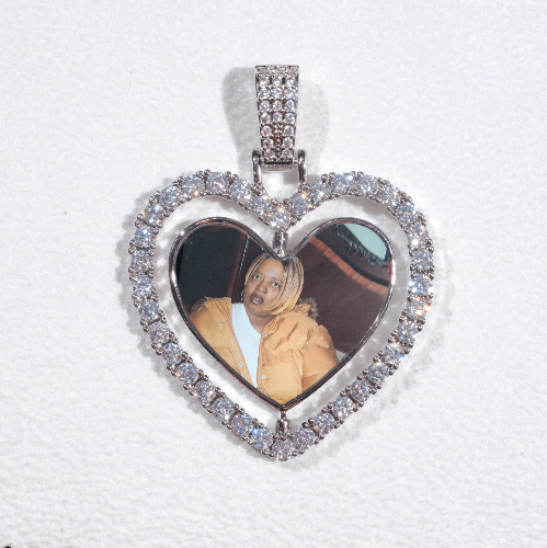 3D Spinning 2-Faced Heart Custom Picture Pendant