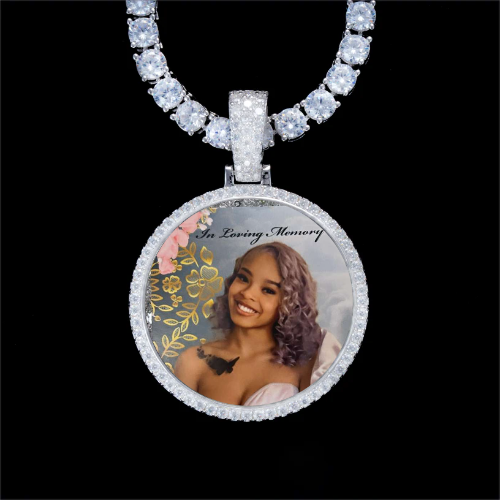 925S & VVS Moissanite 3D Circle Custom Picture Pendant