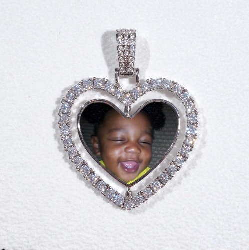 3D Spinning 2-Faced Heart Custom Picture Pendant