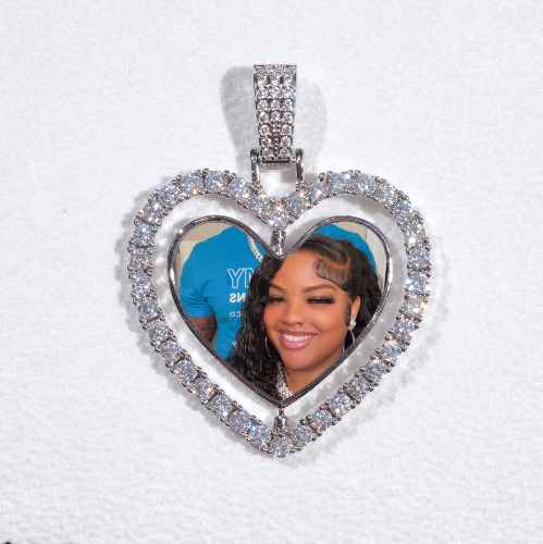 3D Spinning 2-Faced Heart Custom Picture Pendant