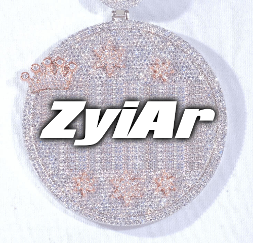 CUSTOM LETTER NECKLACE 3D BIG CROWN DISC