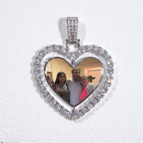 3D Spinning 2-Faced Heart Custom Picture Pendant