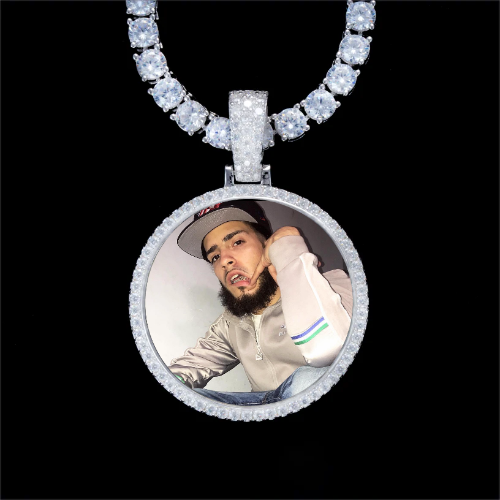 925S & VVS Moissanite 3D Circle Custom Picture Pendant