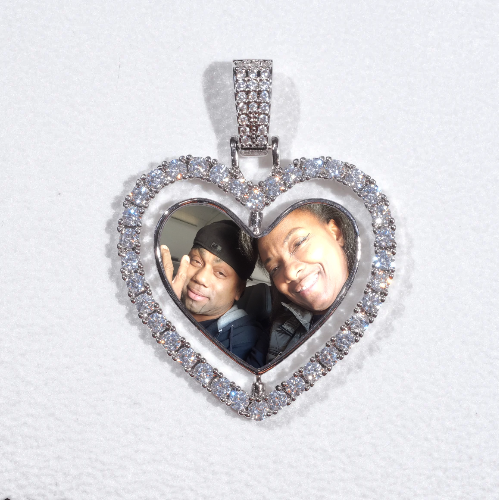 3D Spinning 2-Faced Heart Custom Picture Pendant