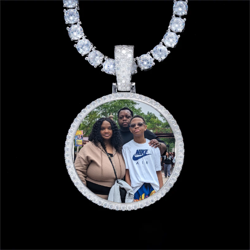 925S & VVS Moissanite 3D Circle Custom Picture Pendant