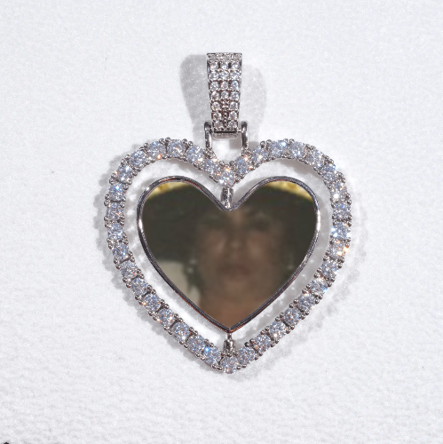 3D Spinning 2-Faced Heart Custom Picture Pendant