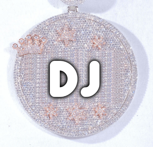 CUSTOM LETTER NECKLACE 3D BIG CROWN DISC