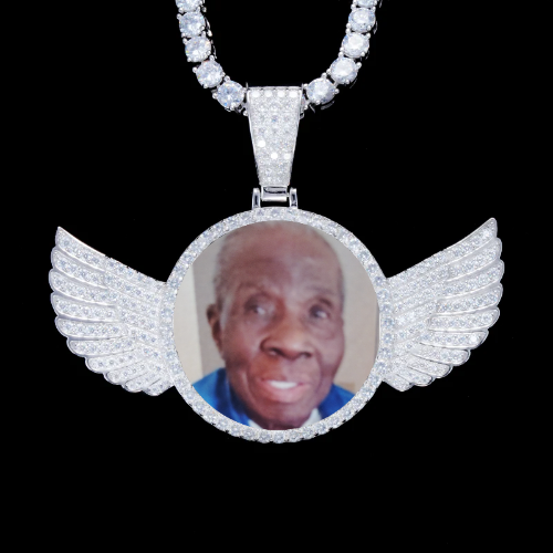 925S & VVS Moissanite 3D Wing Custom Picture Pendant