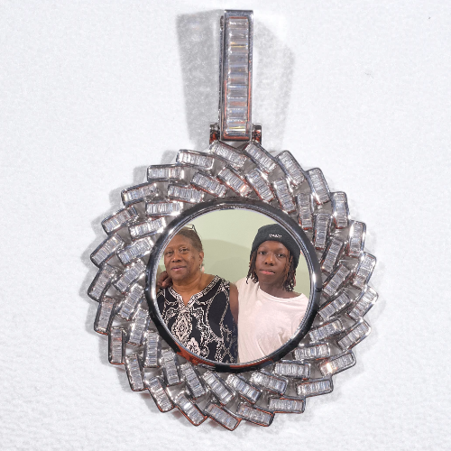 Large 3D Baguette Custom Picture Pendant