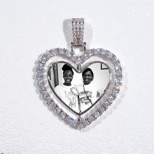 3D Spinning 2-Faced Heart Custom Picture Pendant