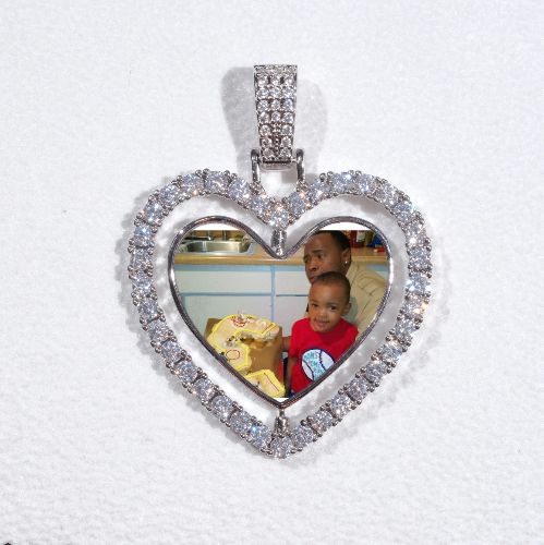 3D Spinning 2-Faced Heart Custom Picture Pendant